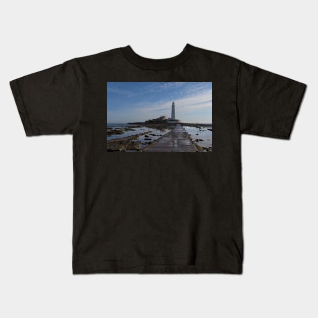 St Mary's Island and Lighthouse Kids T-Shirt by Violaman